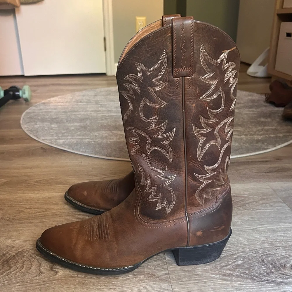 Ariat Men's Brown Heritage R Toe Leather Western Boots - Picture 3 of 8